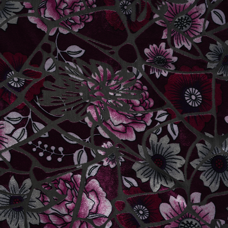 Nylon Polyester Spandex Burnt-Out Printed Korean Velvet Fabric 282 Nylon Polyester Spandex Burnt-Out Printed Korean Velvet Fabric 282