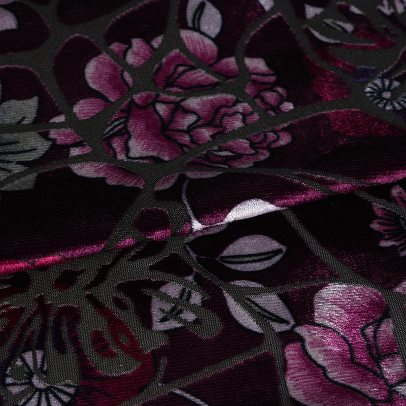 Nylon Polyester Spandex Burnt-Out Printed Korean Velvet Fabric 282 Nylon Polyester Spandex Burnt-Out Printed Korean Velvet Fabric 282