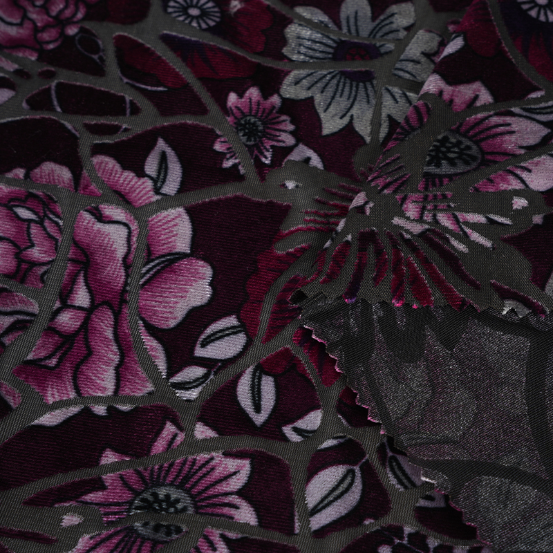 Nylon Polyester Spandex Burnt-Out Printed Korean Velvet Fabric 282 Nylon Polyester Spandex Burnt-Out Printed Korean Velvet Fabric 282